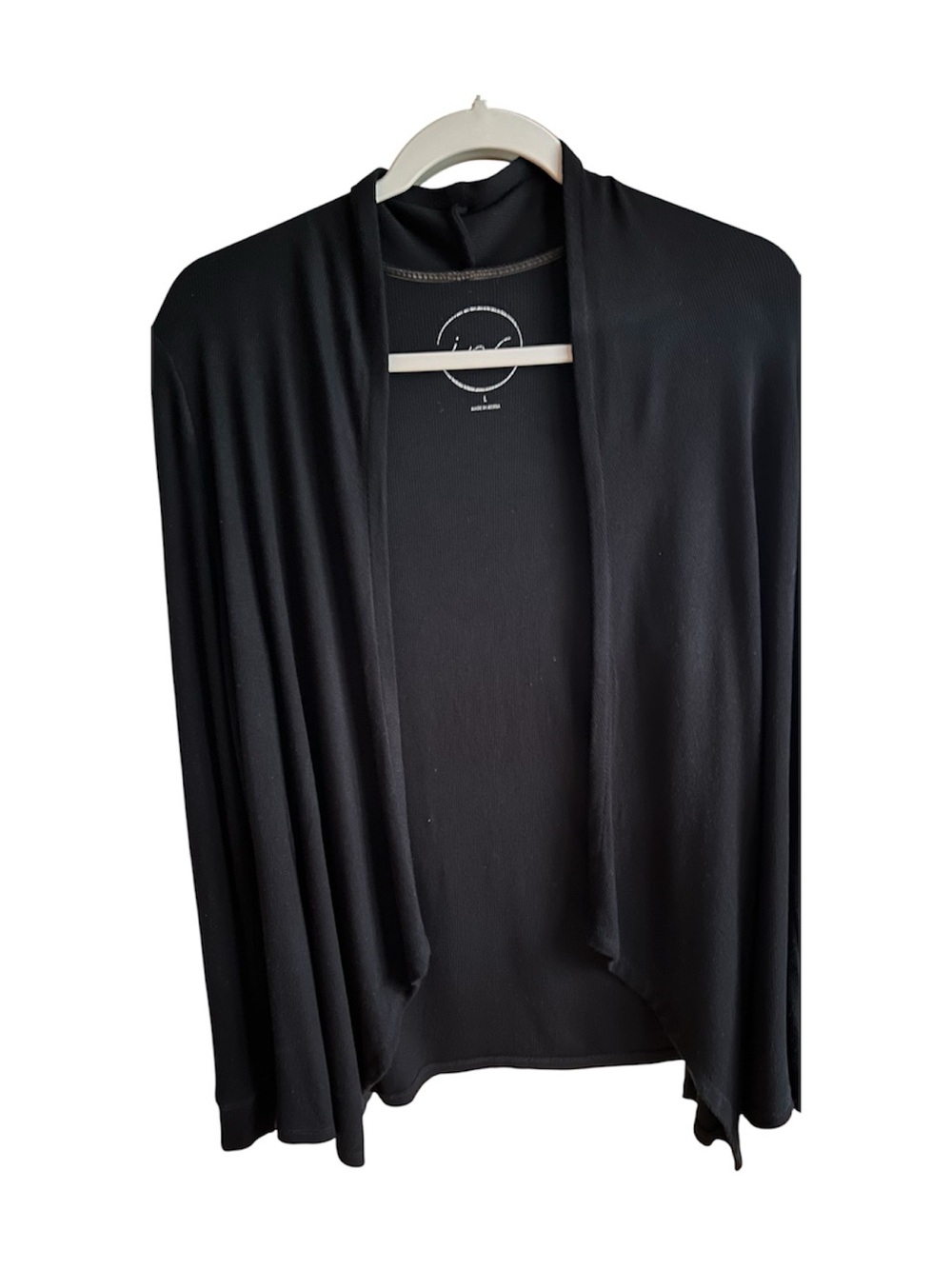 INC International Concepts Black Open-Front Draped Cardigan